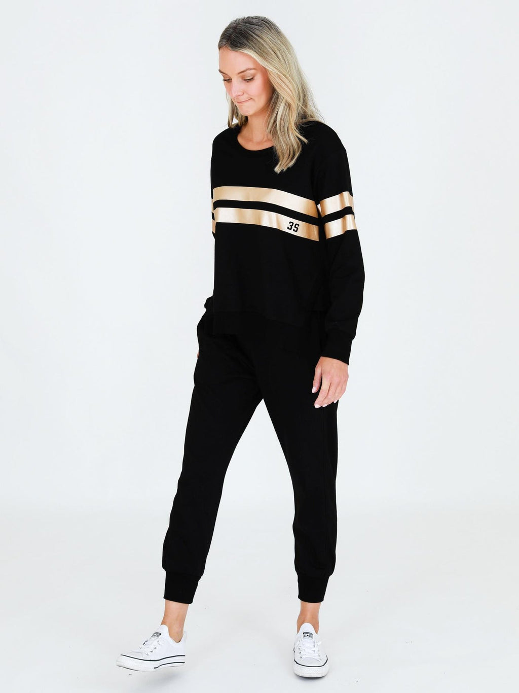Theresa Two-Stripe Graphic Sweatshirt

BLACK