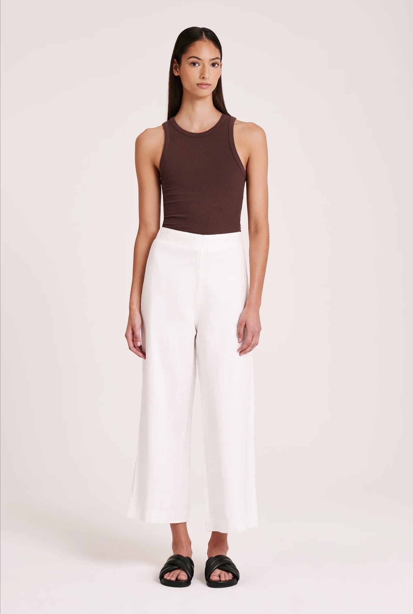 White linen culotte on sale pants