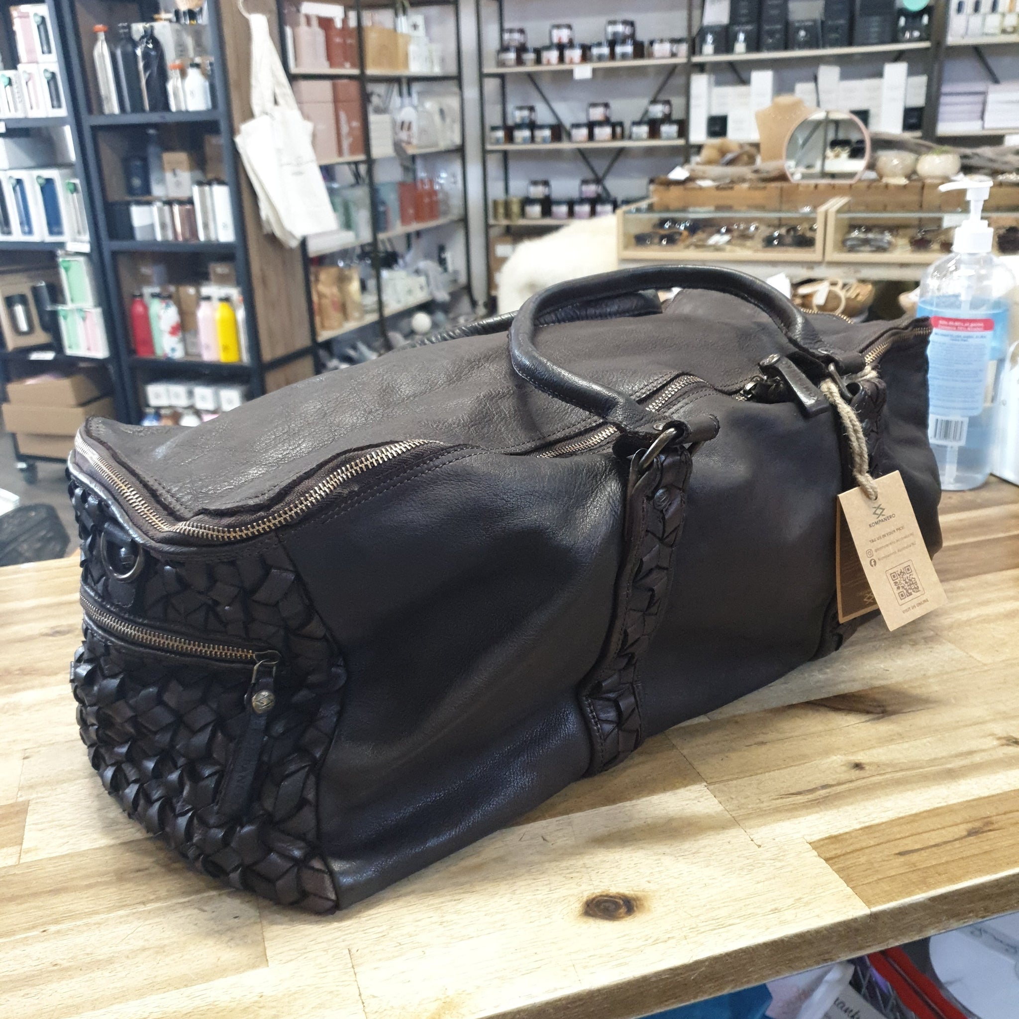 Kompanero Leather Wakely Bag - Taupe