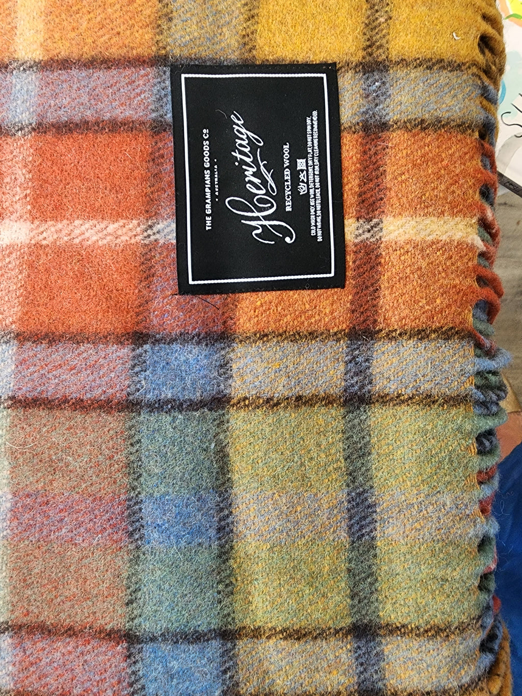 Recycled Wool Scottish Tartan Blankets | AUTUMN