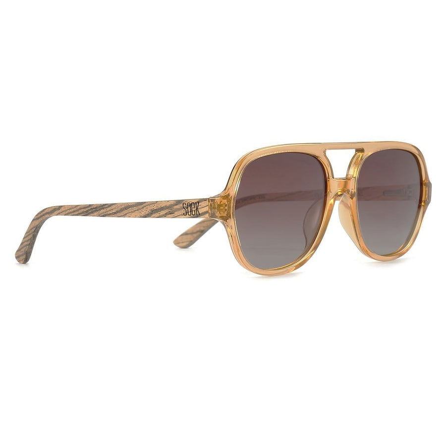 BILLY CLEAR BROWN Brown Gradient Lens l Walnut Wood Arms