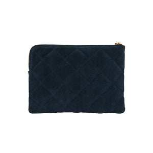 Paige Clutch with Wristlet QUILTED NAVY SUEDE