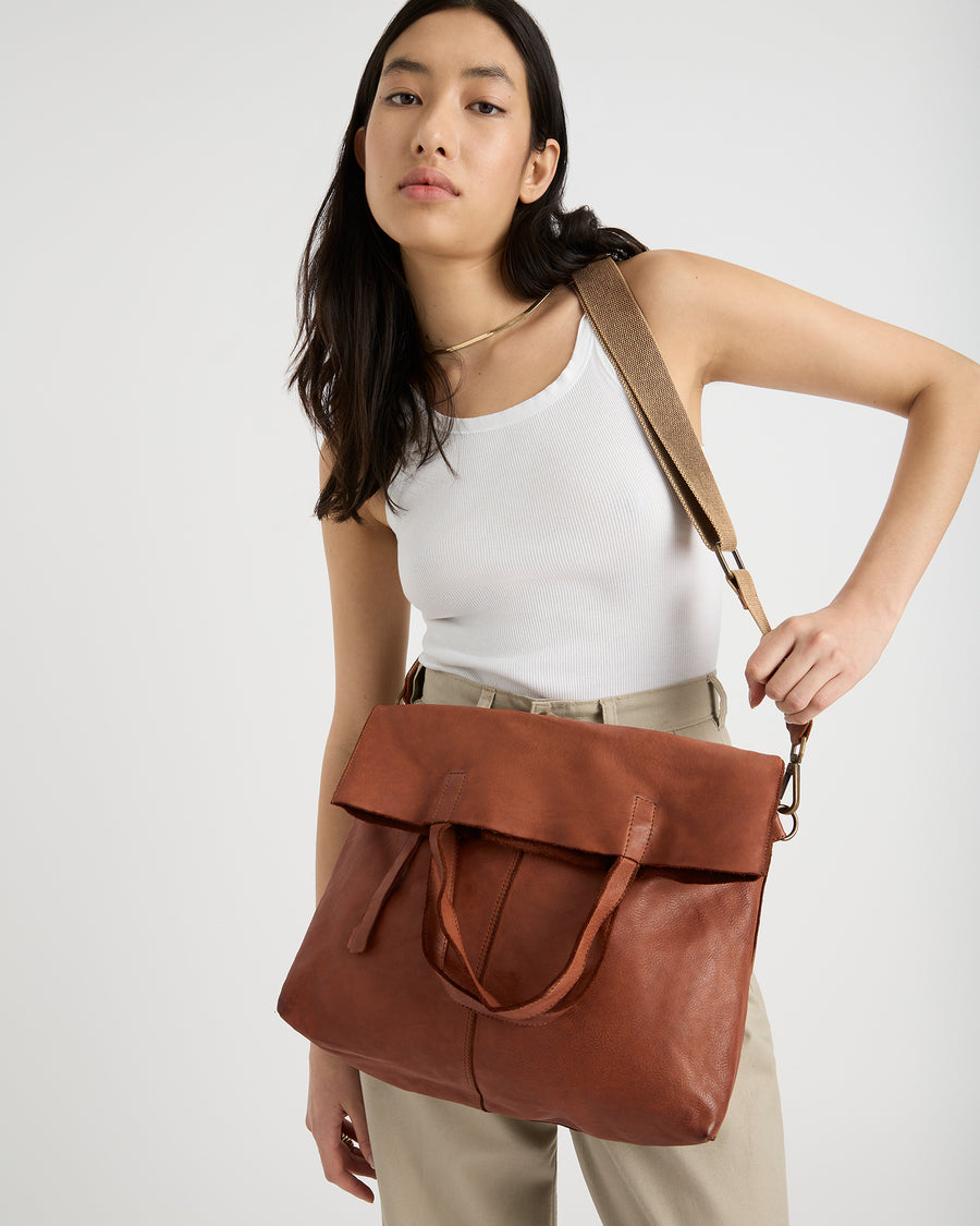 Fold Over Tote COGNAC